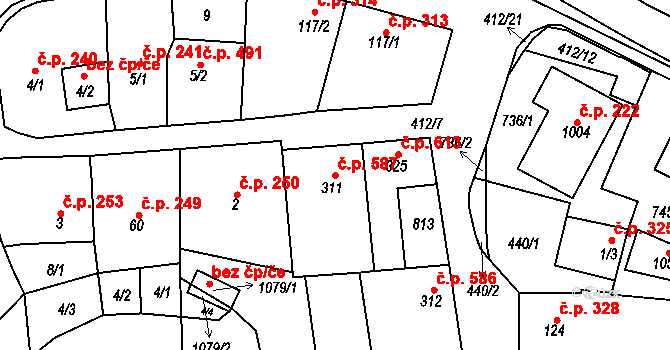 Kralupy nad Vltavou 587 na parcele st. 311 v KÚ Lobeč, Katastrální mapa