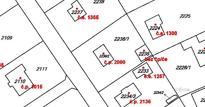 Černošice 2000 na parcele st. 2236/2 v KÚ Černošice, Katastrální mapa