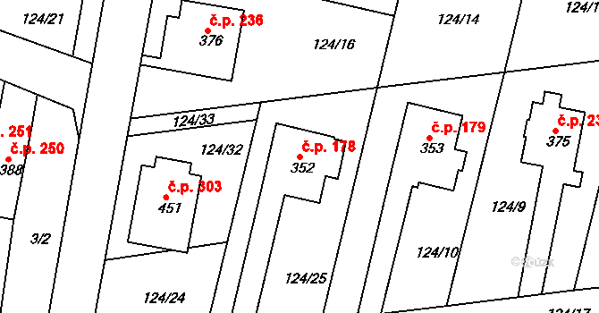 Malá Skalice 178, Česká Skalice na parcele st. 352 v KÚ Malá Skalice, Katastrální mapa