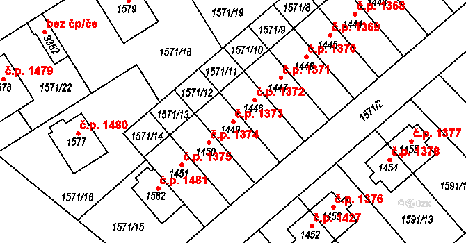 Náchod 1373 na parcele st. 1449 v KÚ Náchod, Katastrální mapa