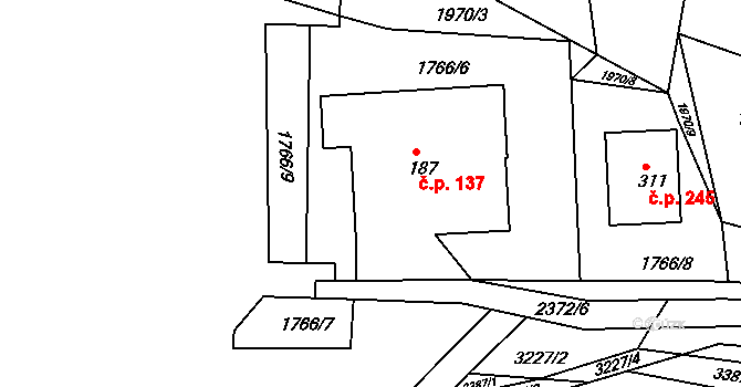 Drnovice 137 na parcele st. 187 v KÚ Drnovice, Katastrální mapa