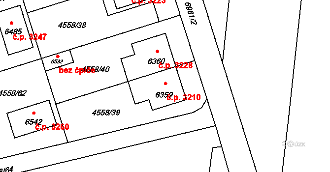 Žatec 3210 na parcele st. 6359 v KÚ Žatec, Katastrální mapa