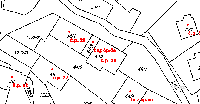 Chromeč 31 na parcele st. 44/2 v KÚ Chromeč, Katastrální mapa