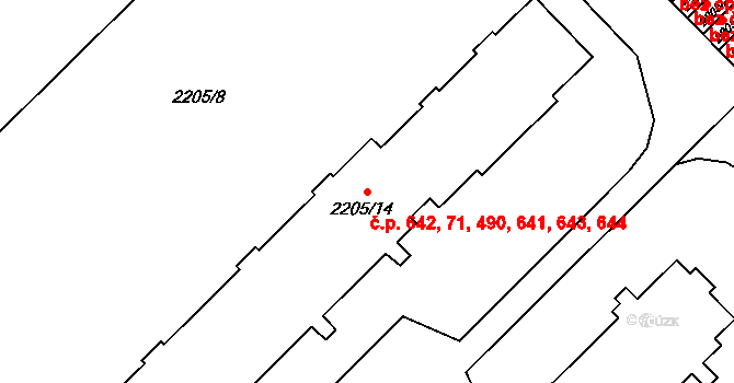Zábřeh 71,490,641,642,643,6 na parcele st. 2205/14 v KÚ Zábřeh na Moravě, Katastrální mapa