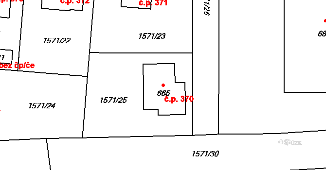 Čechtice 370 na parcele st. 665 v KÚ Čechtice, Katastrální mapa