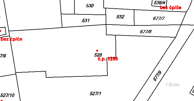 Příbor 1256 na parcele st. 528 v KÚ Klokočov u Příbora, Katastrální mapa