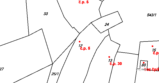 Protivec 5, Strunkovice nad Blanicí na parcele st. 12 v KÚ Protivec, Katastrální mapa