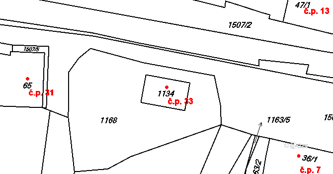 Tupesy 33, Radošovice na parcele st. 1134 v KÚ Tupesy, Katastrální mapa