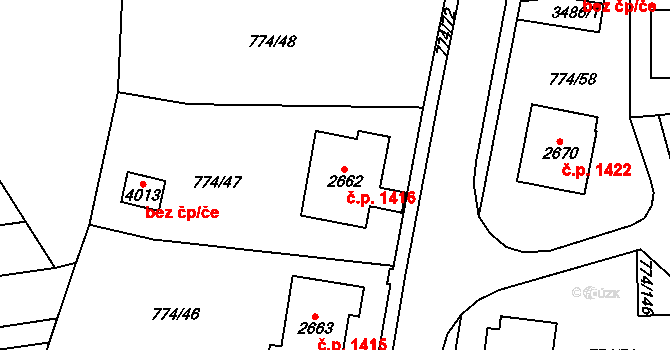 Humpolec 1416 na parcele st. 2662 v KÚ Humpolec, Katastrální mapa