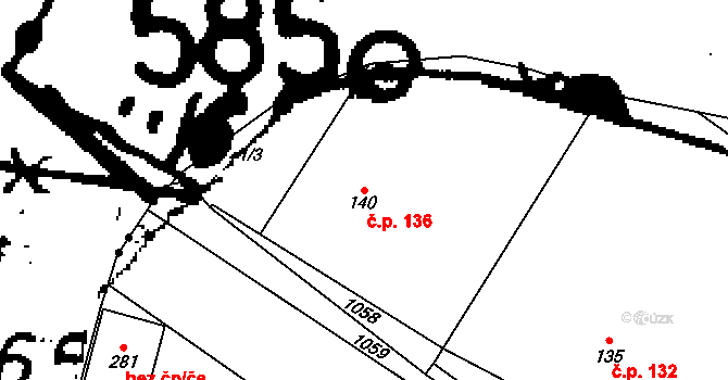 Libčeves 136 na parcele st. 140 v KÚ Libčeves, Katastrální mapa