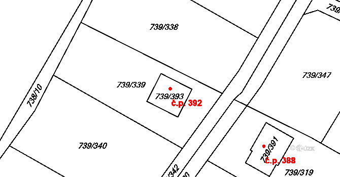 Proskovice 392, Ostrava na parcele st. 739/393 v KÚ Proskovice, Katastrální mapa