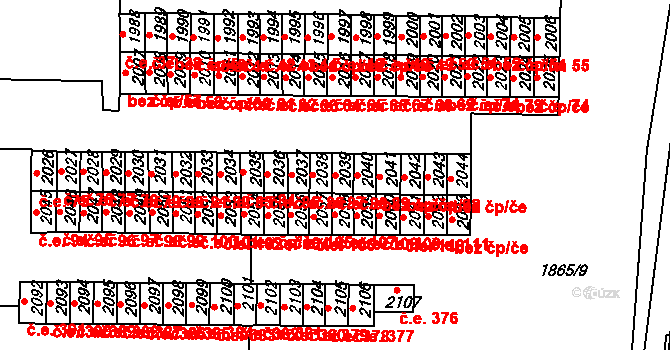Podbořany 88 na parcele st. 2039 v KÚ Podbořany, Katastrální mapa