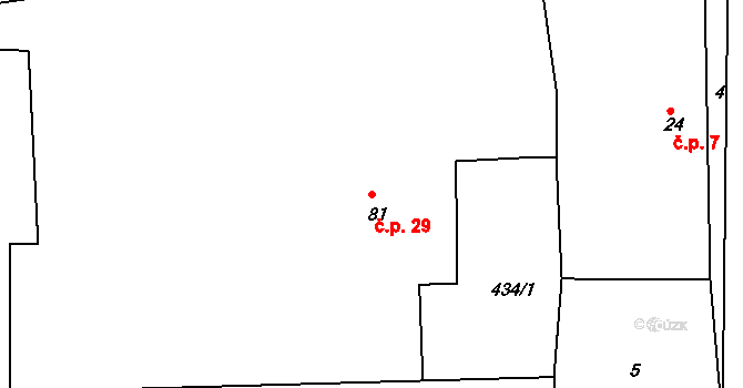 Stupárovice 29, Golčův Jeníkov na parcele st. 81 v KÚ Stupárovice, Katastrální mapa
