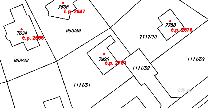 Cheb 2761 na parcele st. 7920 v KÚ Cheb, Katastrální mapa