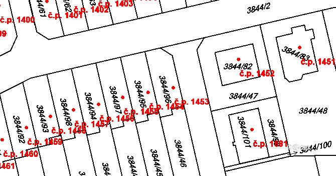 Chotěboř 1453 na parcele st. 3844/96 v KÚ Chotěboř, Katastrální mapa
