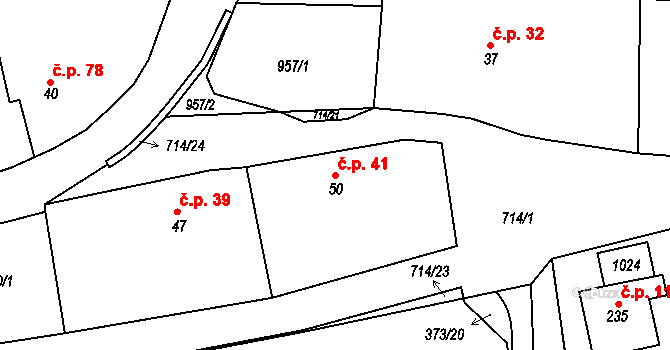 Lipovka 41, Rychnov nad Kněžnou na parcele st. 50 v KÚ Lipovka u Rychnova nad Kněžnou, Katastrální mapa