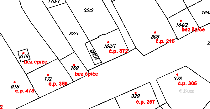 Vrbice 372 na parcele st. 168/1 v KÚ Vrbice u Velkých Pavlovic, Katastrální mapa