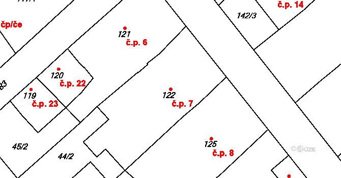 Přerov VIII-Henčlov 7, Přerov na parcele st. 122 v KÚ Henčlov, Katastrální mapa