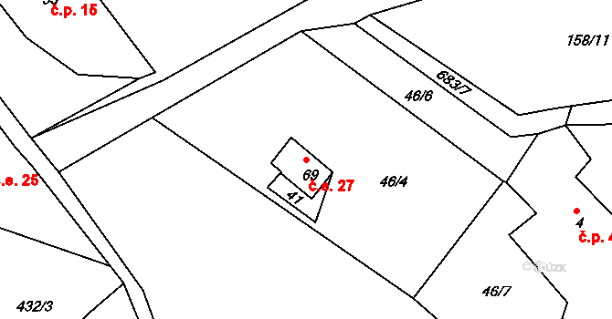 Lípa 27, Merklín na parcele st. 69 v KÚ Lípa, Katastrální mapa