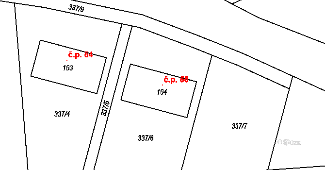 Netovice 55, Slaný na parcele st. 104 v KÚ Netovice, Katastrální mapa