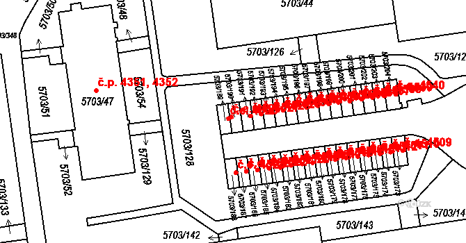Jihlava 4526 na parcele st. 5703/190 v KÚ Jihlava, Katastrální mapa