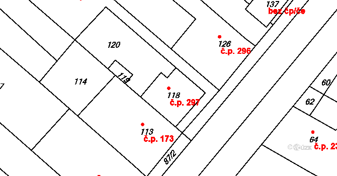 Milokošť 297, Veselí nad Moravou na parcele st. 118 v KÚ Milokošť, Katastrální mapa