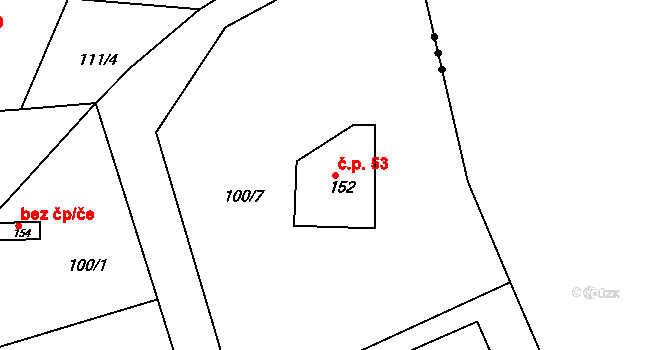 Racek 53, Chlístov na parcele st. 152 v KÚ Chlístov u Benešova, Katastrální mapa