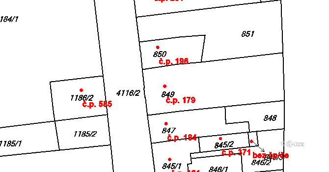 Podmoklice 179, Semily na parcele st. 849 v KÚ Semily, Katastrální mapa