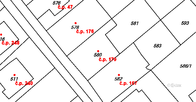 Dolní Marklovice 179, Petrovice u Karviné na parcele st. 580 v KÚ Dolní Marklovice, Katastrální mapa