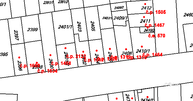 Líšeň 1328, Brno na parcele st. 2404 v KÚ Líšeň, Katastrální mapa