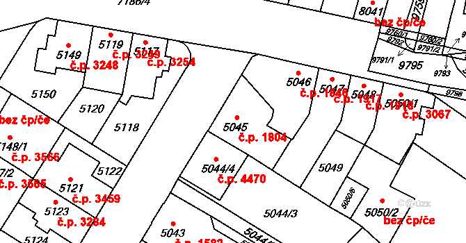 Židenice 1804, Brno na parcele st. 5045 v KÚ Židenice, Katastrální mapa