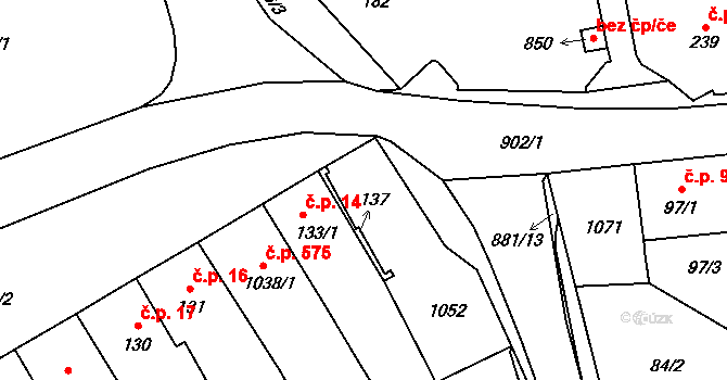 Borohrádek 13 na parcele st. 137 v KÚ Borohrádek, Katastrální mapa