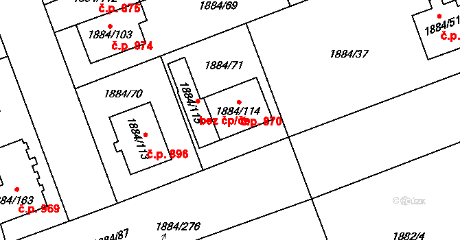 Uhříněves 870, Praha na parcele st. 1884/114 v KÚ Uhříněves, Katastrální mapa