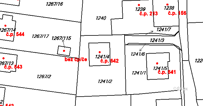 Suchdol nad Lužnicí 642 na parcele st. 1241/4 v KÚ Suchdol nad Lužnicí, Katastrální mapa