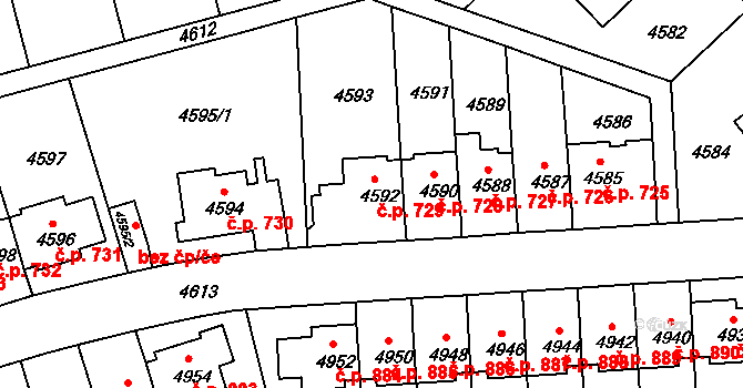 Záběhlice 729, Praha na parcele st. 4592 v KÚ Záběhlice, Katastrální mapa