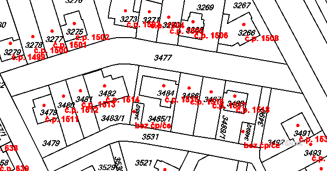 Záběhlice 1515, Praha na parcele st. 3484 v KÚ Záběhlice, Katastrální mapa
