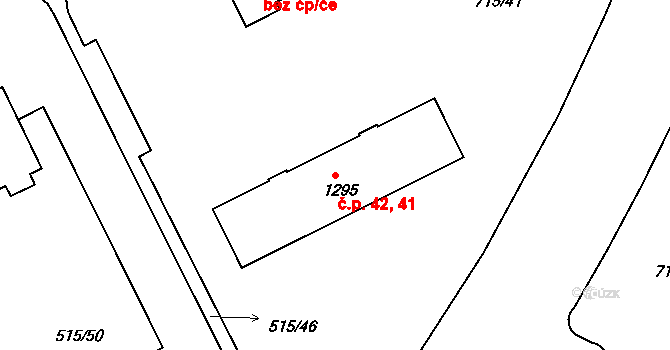 Příbram VII 41,42, Příbram na parcele st. 1295 v KÚ Březové Hory, Katastrální mapa