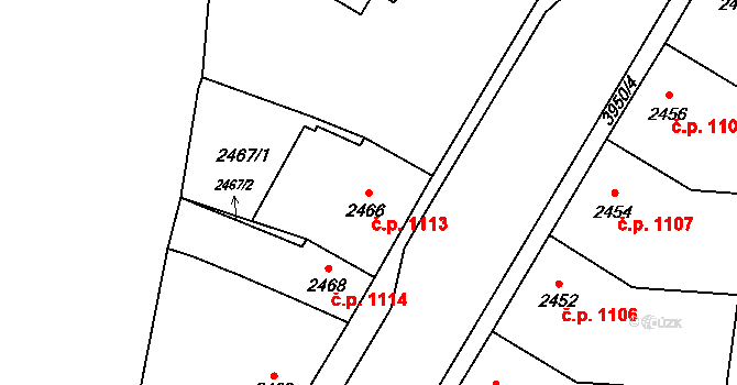 České Budějovice 7 1113, České Budějovice na parcele st. 2466 v KÚ České Budějovice 7, Katastrální mapa