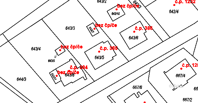 Ráj 385, Karviná na parcele st. 643/5 v KÚ Ráj, Katastrální mapa