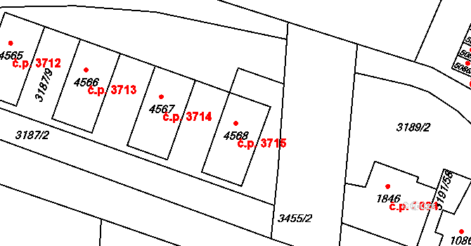 Zlín 3715 na parcele st. 4568 v KÚ Zlín, Katastrální mapa