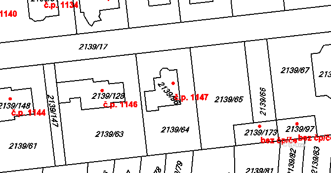 Lovosice 1147 na parcele st. 2139/96 v KÚ Lovosice, Katastrální mapa