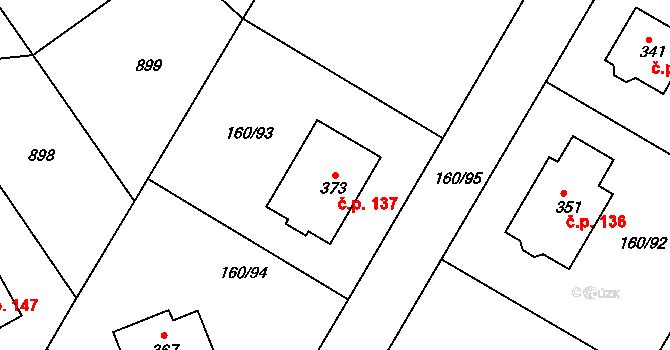 Nebovidy 137 na parcele st. 373 v KÚ Nebovidy, Katastrální mapa