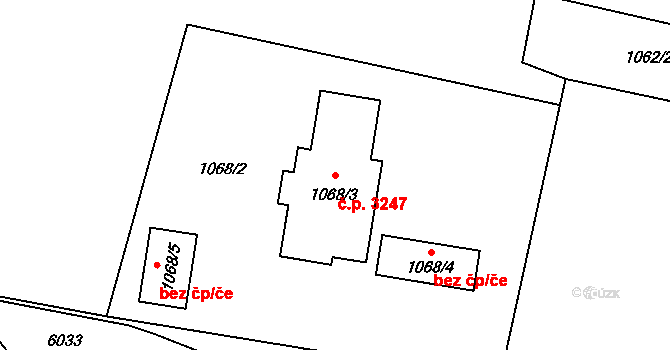 Česká Lípa 3247 na parcele st. 1068/3 v KÚ Česká Lípa, Katastrální mapa