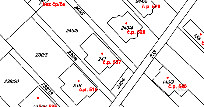Bedihošť 527 na parcele st. 241 v KÚ Bedihošť, Katastrální mapa