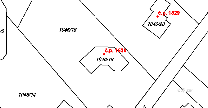 Rumburk 1 1530, Rumburk na parcele st. 1046/19 v KÚ Rumburk, Katastrální mapa