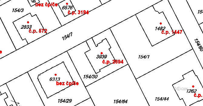 Zábřeh 2694, Ostrava na parcele st. 3939 v KÚ Zábřeh nad Odrou, Katastrální mapa