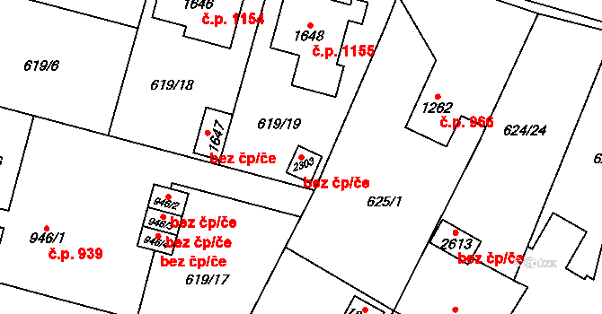 Uničov 41290992 na parcele st. 2303 v KÚ Uničov, Katastrální mapa