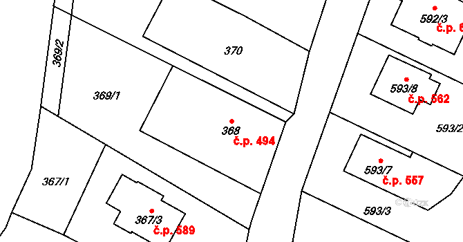 Kobeřice 494 na parcele st. 368 v KÚ Kobeřice ve Slezsku, Katastrální mapa