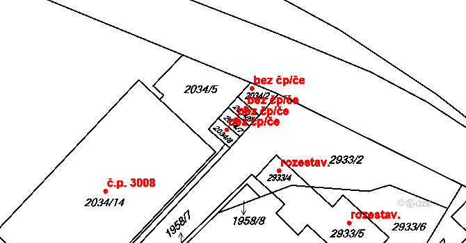 Opava 43784992 na parcele st. 2034/7 v KÚ Opava-Předměstí, Katastrální mapa