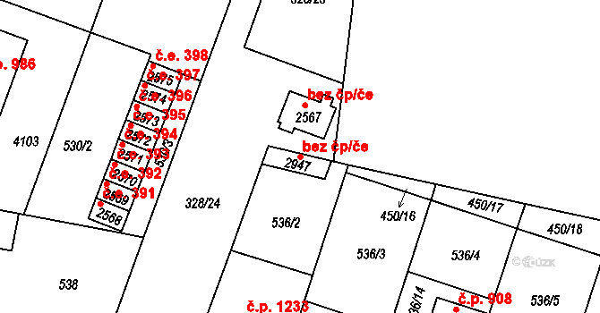 Kyjov 44565992 na parcele st. 2947 v KÚ Kyjov, Katastrální mapa